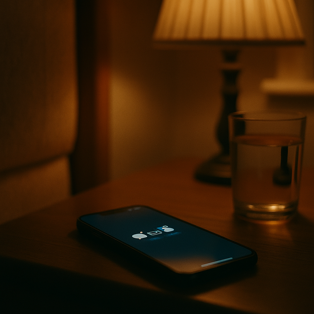 Smartphone notifications on bedside table contributing to smartphone sleep disruption
