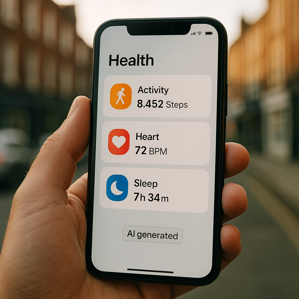 Smartphone showing health app with EU AI Act consumer impact transparency label